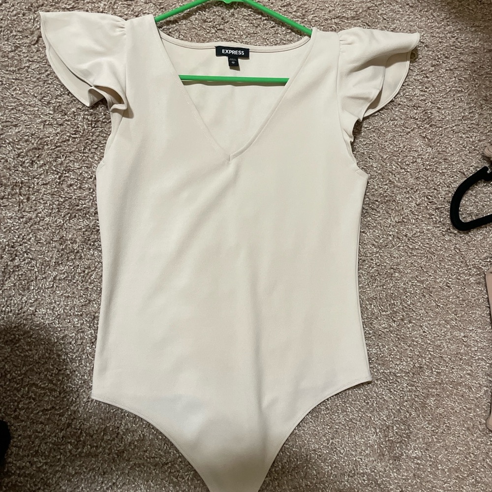 Express Ivory Flutter Sleeve Bodysuit